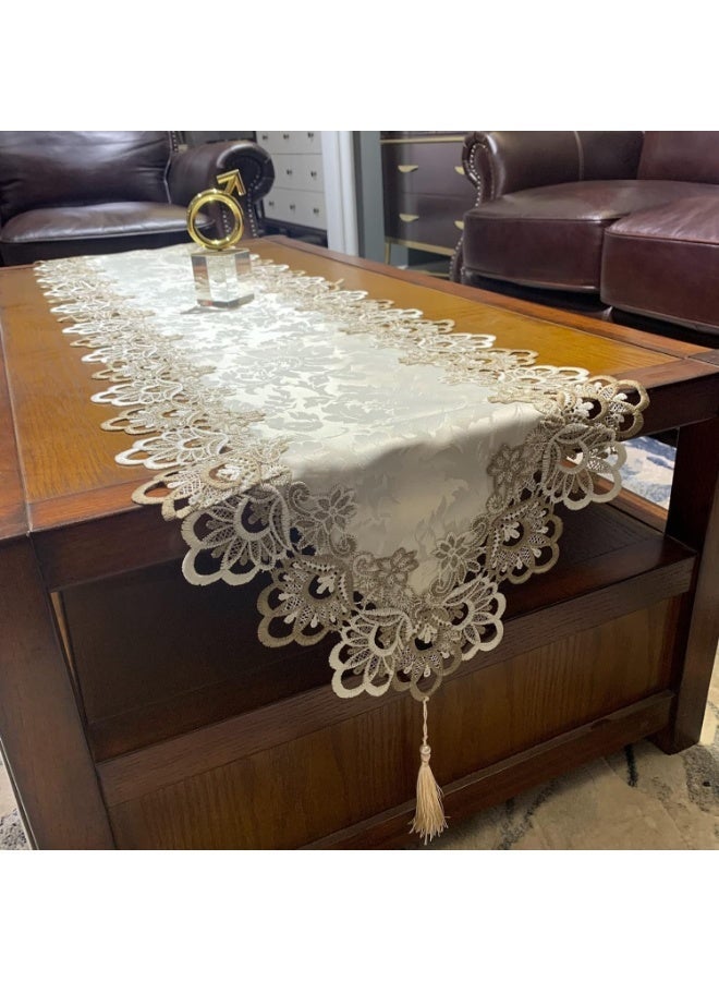 ChicAbode قائمة المنتجات ذات الصلة الدانتيل الأبيض الجدول الجاري للديكور المنزلي التطريز غطاء الجدول لتناول الطعام طاولات القهوة - Image 4